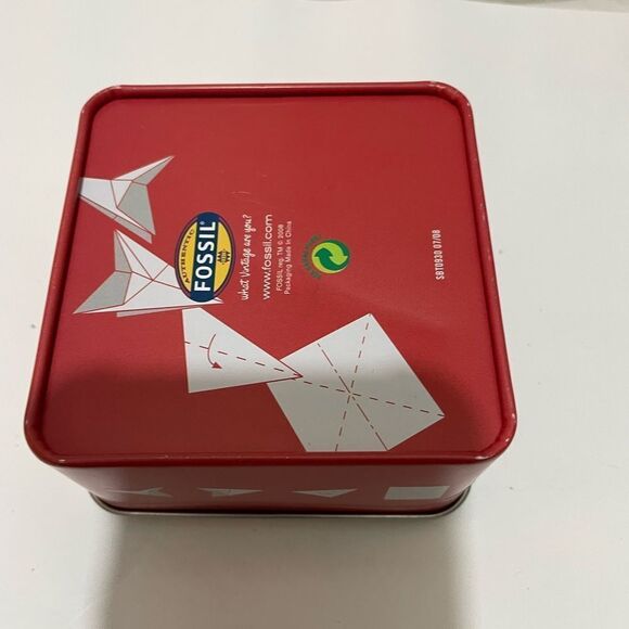 1 Fossil Collectible Presentation Genuine Display Gift Watch Tin Box - Picture 3 of 4